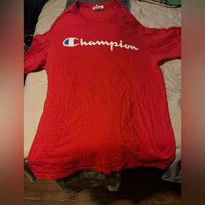 Red Champion shirt
